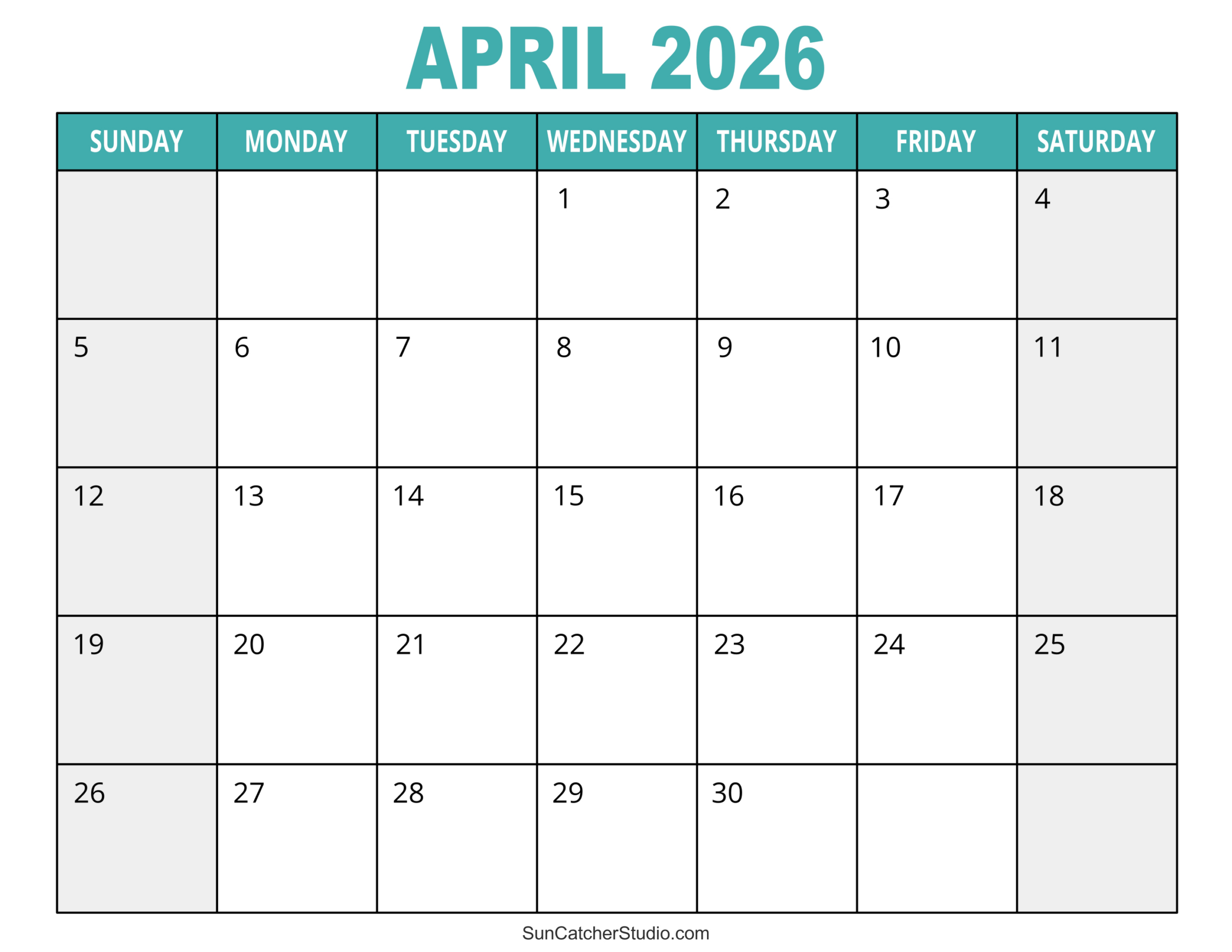 April 2026 Calendar (Free Printable) – Diy Projects, Patterns for Free Printable Calendar 2026 Monthly