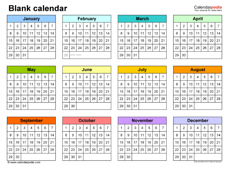 5 Year Calendar Free Printable