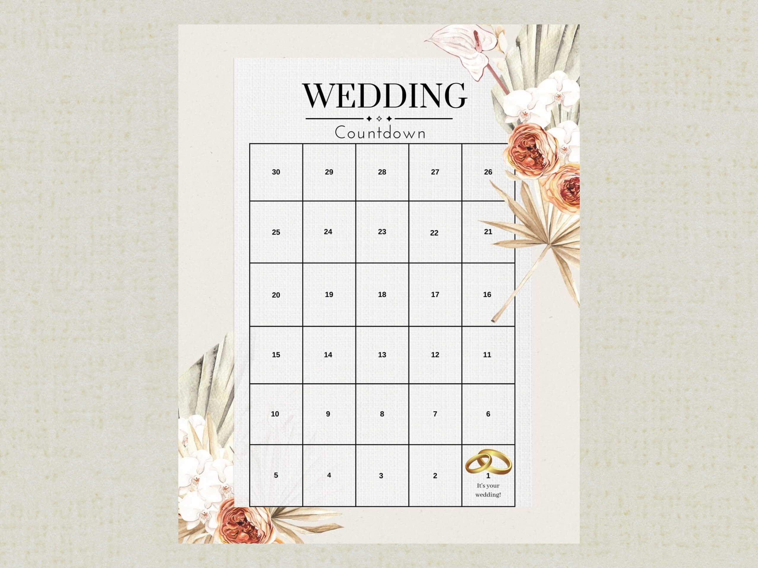 Buy Wedding Countdown Calendar Instant Download Printable Pdf with Printable Wedding Countdown Calendar 2025