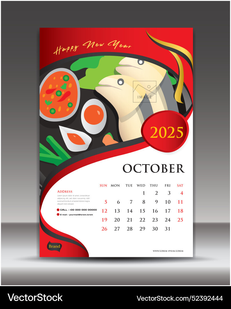 Calendar 2025 Template Food Concept Royalty Free Vector in Weekly Food Calendar 2025 Printable