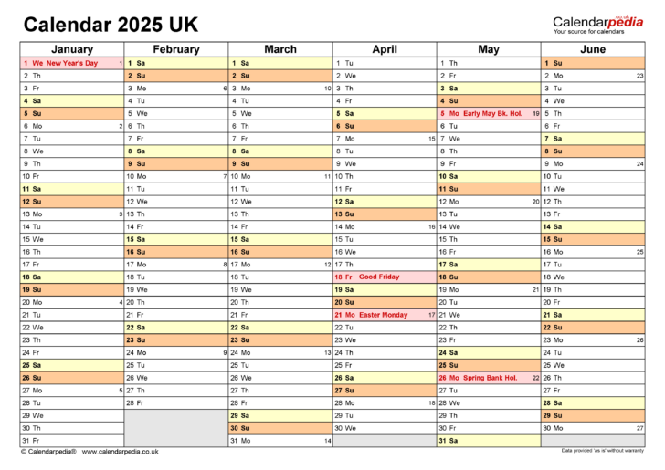 Calendar 2025 Printable Uk