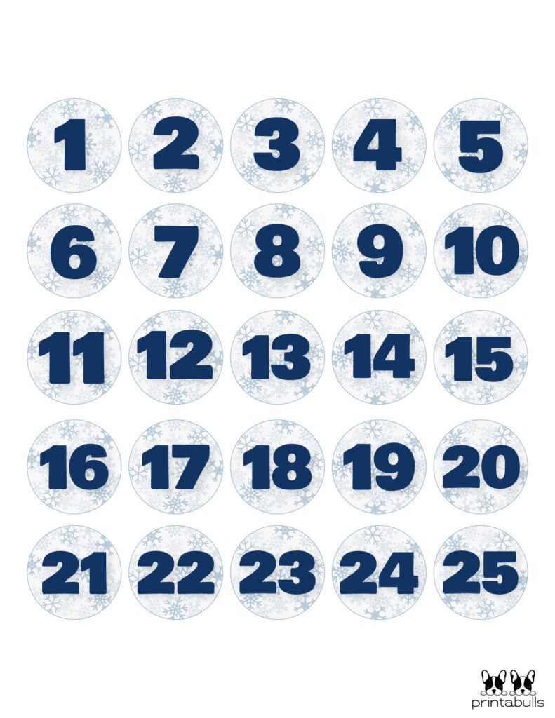 Christmas Numbers | Printabulls for Advent Calendar 2025 Numbers Printable