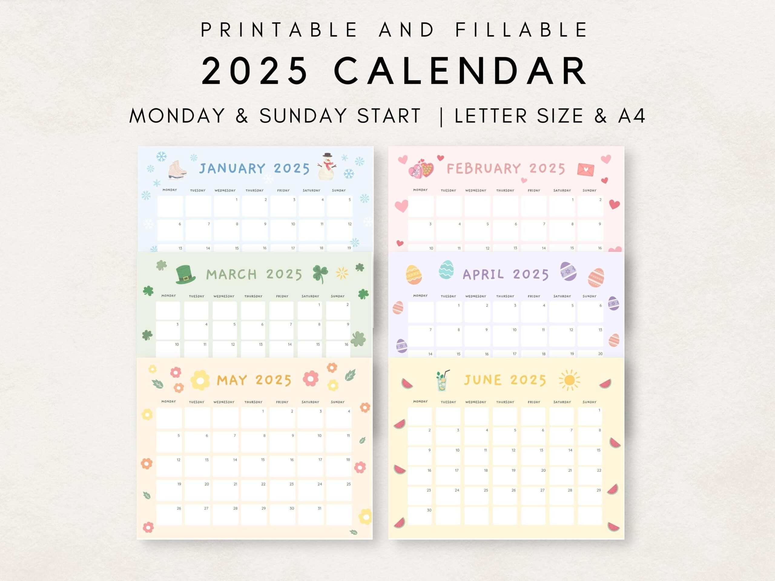 Cute 2025 Calendar Printable, Monthly Calendar 2025, 2025 Planner throughout Cute Printable Weekly Calendar 2025