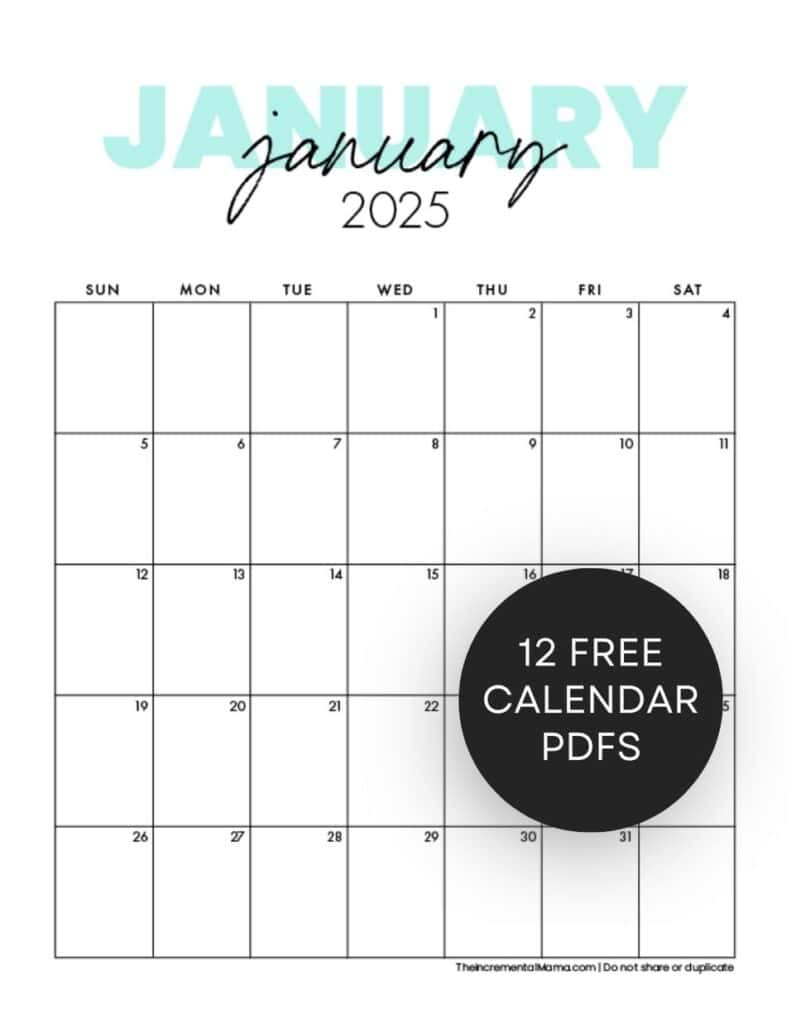 Cute 2025 Monthly Calendar Free Printable in Birthday Calendar 2025 Board Printable