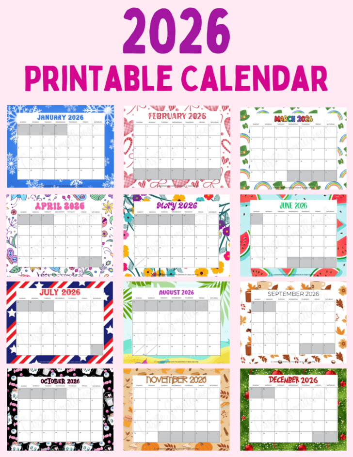 Free Printable Calendar 2026 Monthly