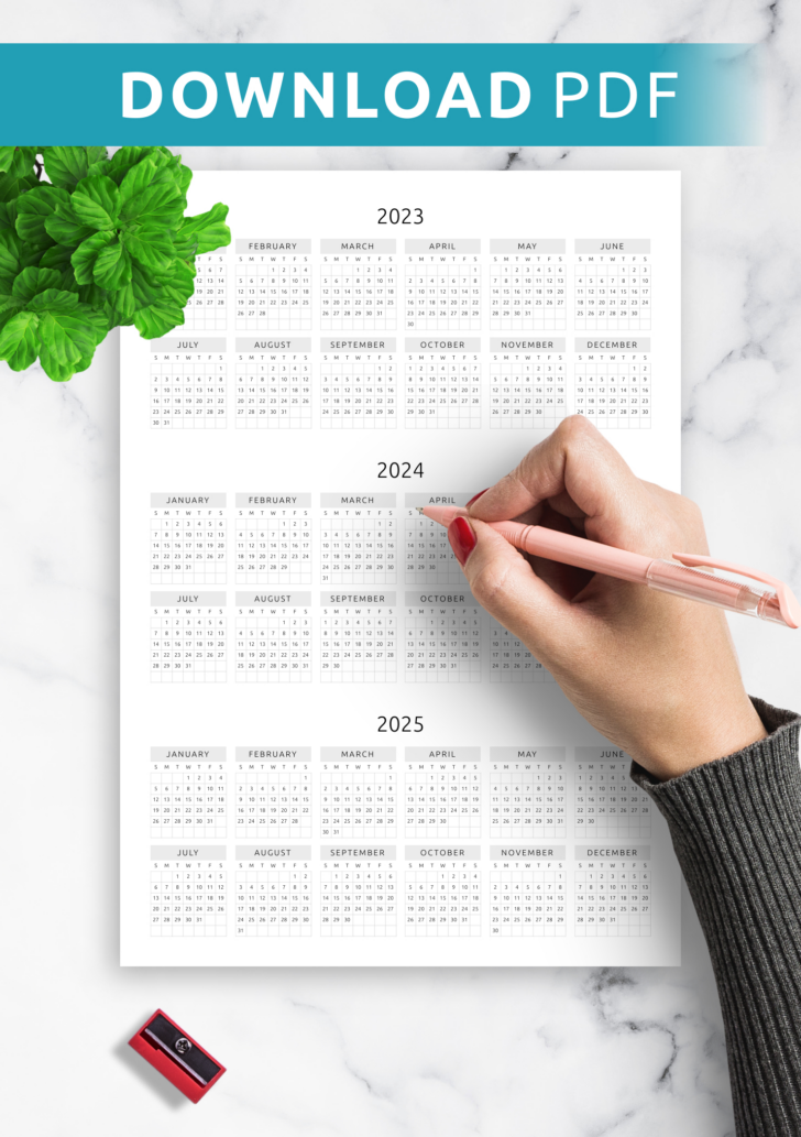 3 Year Printable Calendar Free