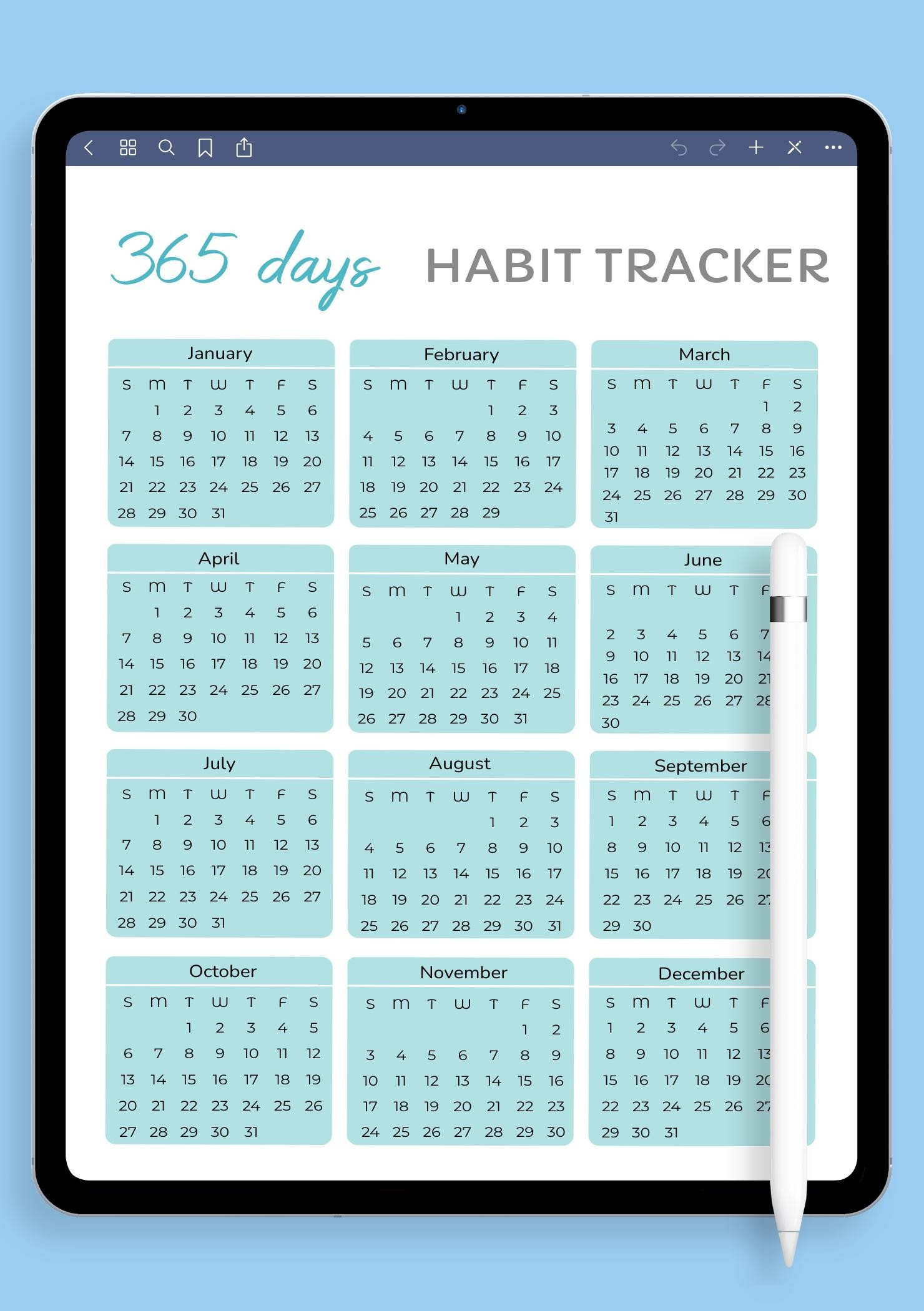 Download Printable 365 Days Habit Tracker Template Pdf within 365 Day Calendar Printable