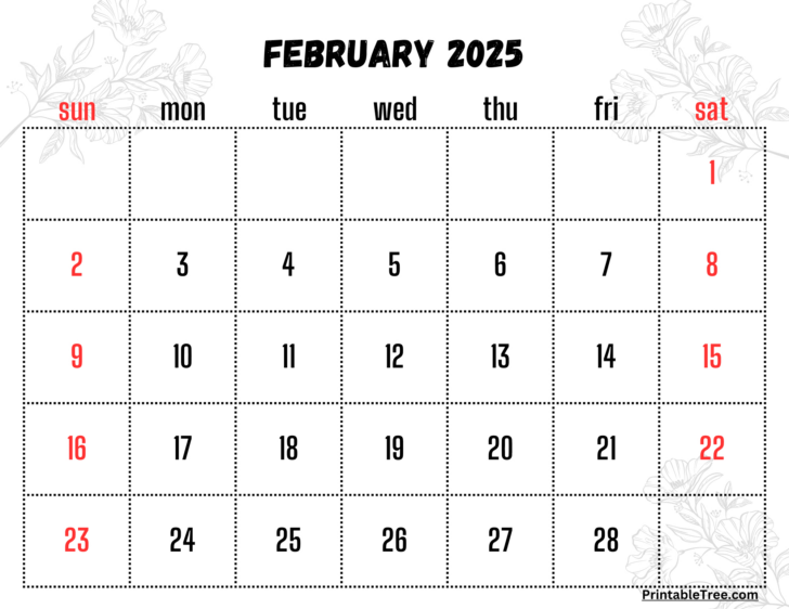 February 2025 Calendar Printable with Lines