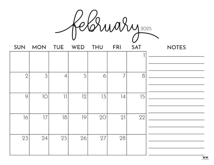 Printable Blank February Calendar 2025