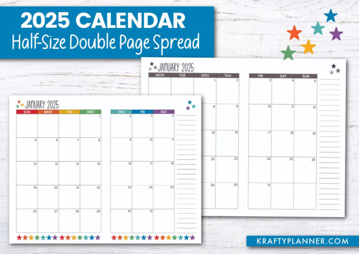 2 Month Calendar 2025 Printable