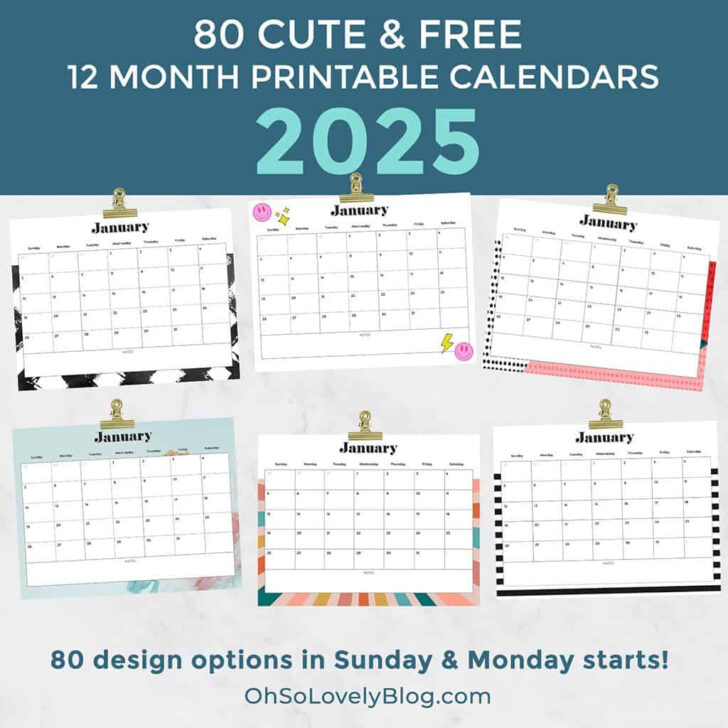 Printable Calendar Months 2025