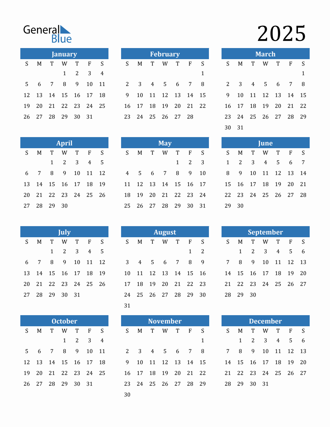 Free 2025 Calendars In Pdf, Word, Excel in Calendar 2025 Printable Yearly