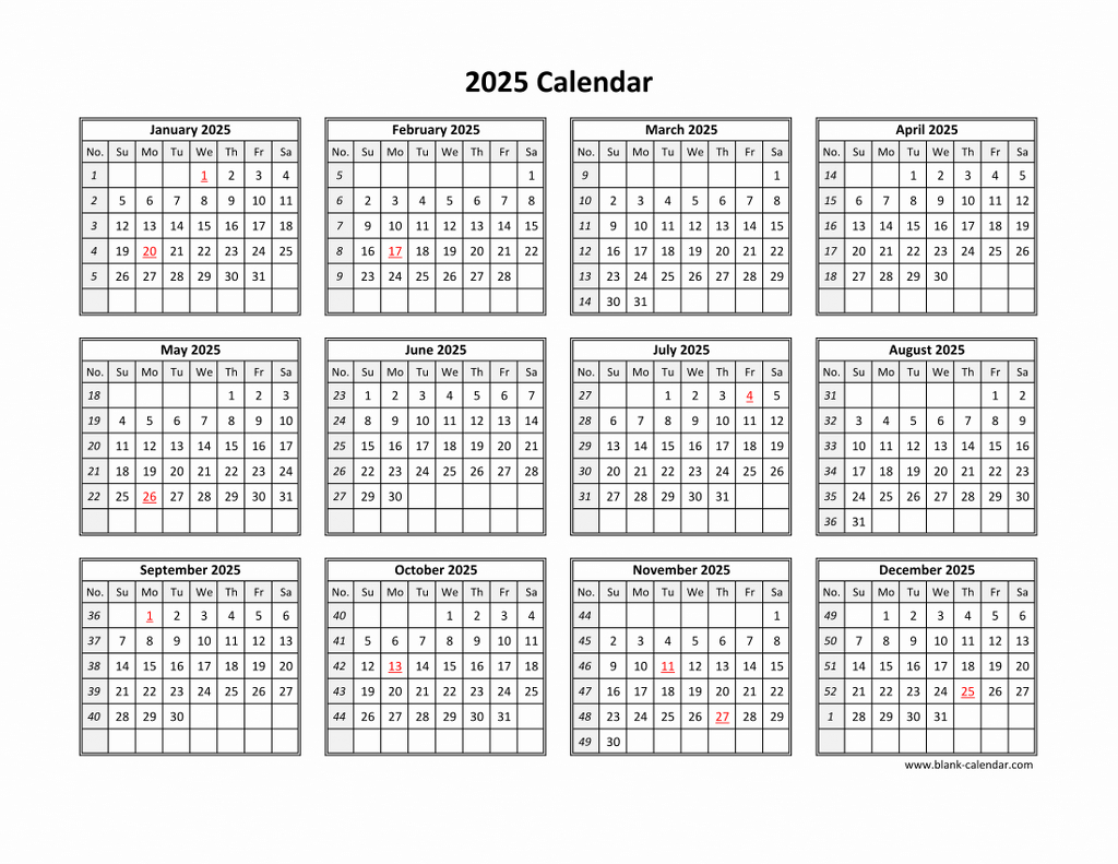 Free Download Printable Calendar 2025 In One Page, Clean Design. with regard to Free 2025 Printable Calendar One Page Free Download