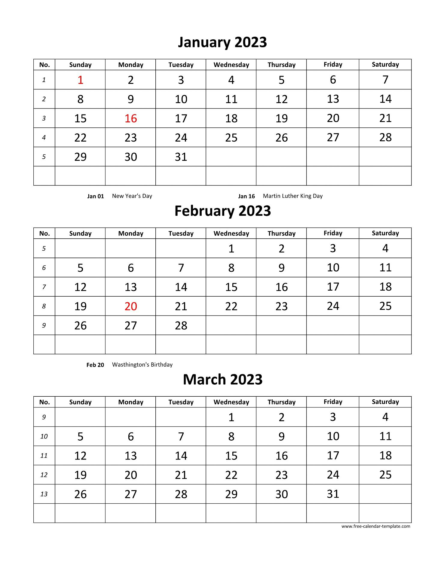 Free Monthly Calendar 2023, 3 Months Per Page (Vertical) | Free pertaining to 3 Month Vertical Calendar Printable