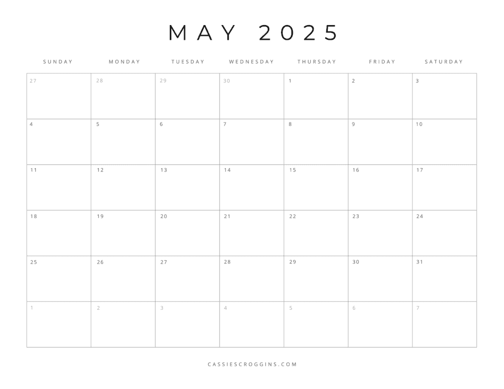 Free Printable 2025 Blank Calendar Templates (All 12 Months) for Printable Calendar 2025 That I Can Type On