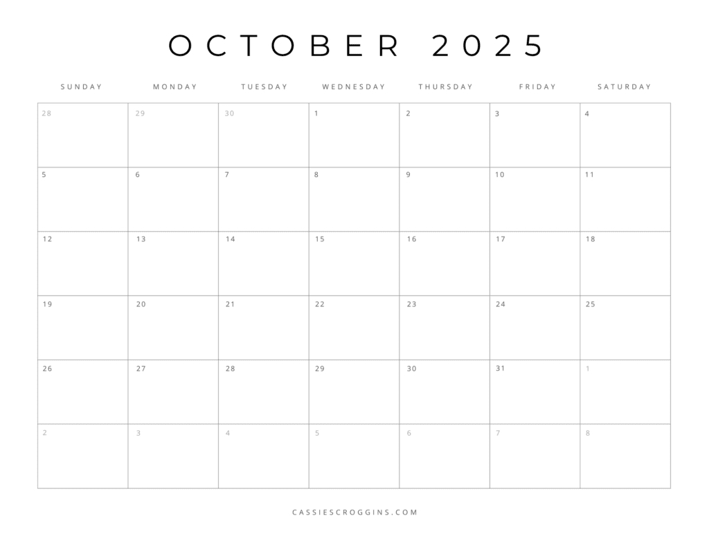 Free Printable 2025 Blank Calendar Templates (All 12 Months) intended for Monthly Blank Calendar 2025 Printable Free