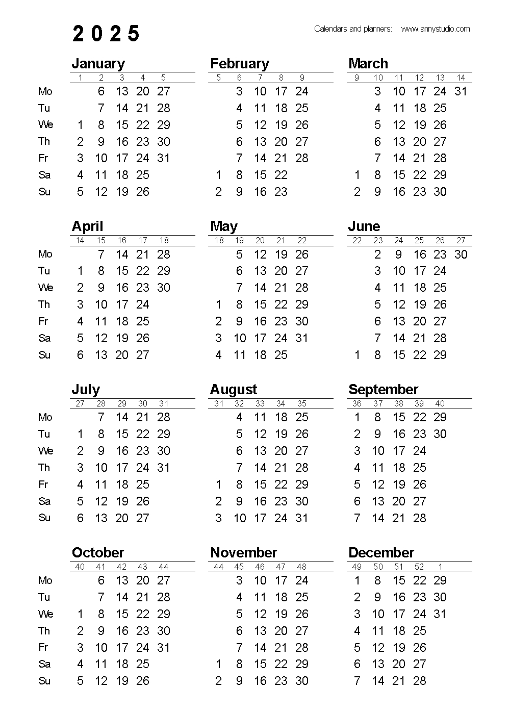 Free Printable Calendars And Planners 2025, 2026 And 2027 with regard to Free 2025 Printable Calendar One Page