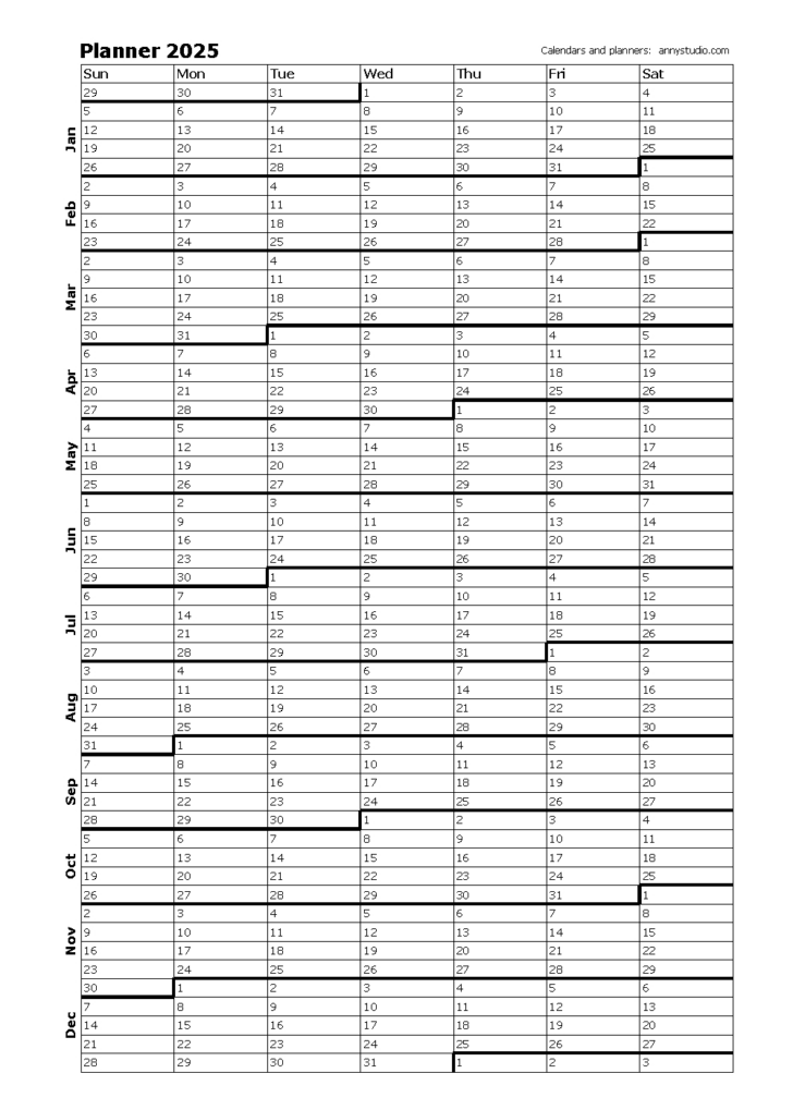 Printable Planner Calendar 2025