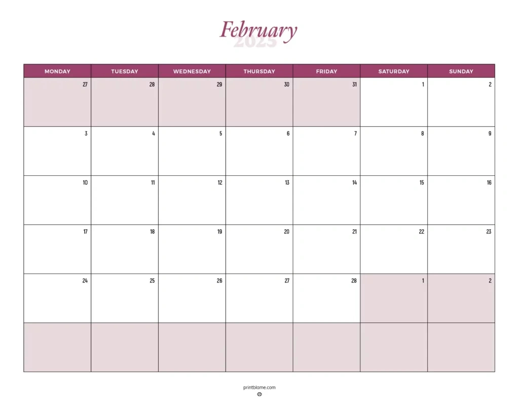 Free Printable February 2025 Calendars | Instant Pdf Downloads with Free Printable Ivf Calendar 2025