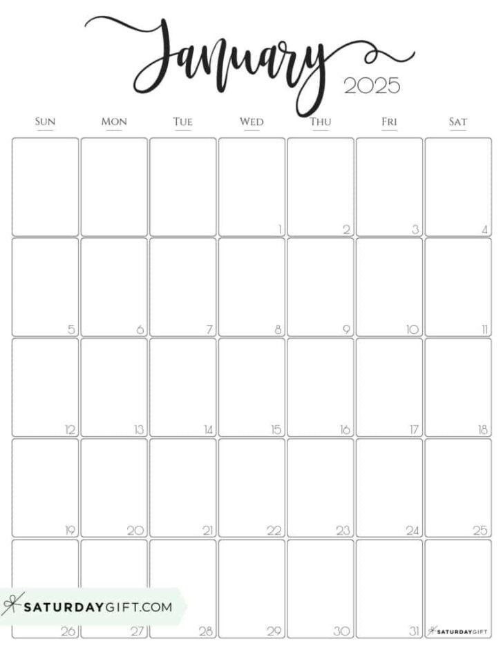 January Calendar 2025 Printable Free