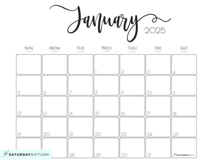 Free Printable Jan 2025 Calendar