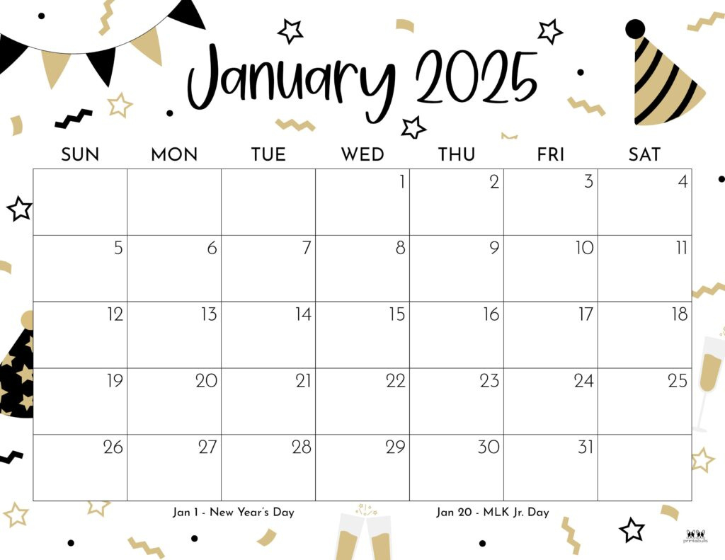 January 2025 Calendars - 107 Free Printables | Printabulls for Free Printable Calendar January 2025