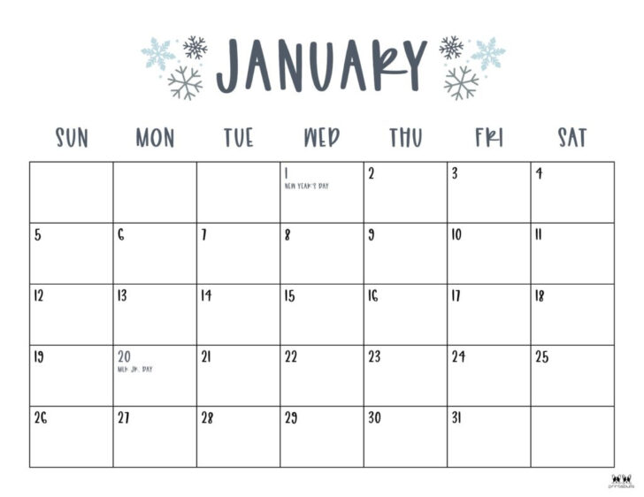 Free Printable 2025 Calendar by Month