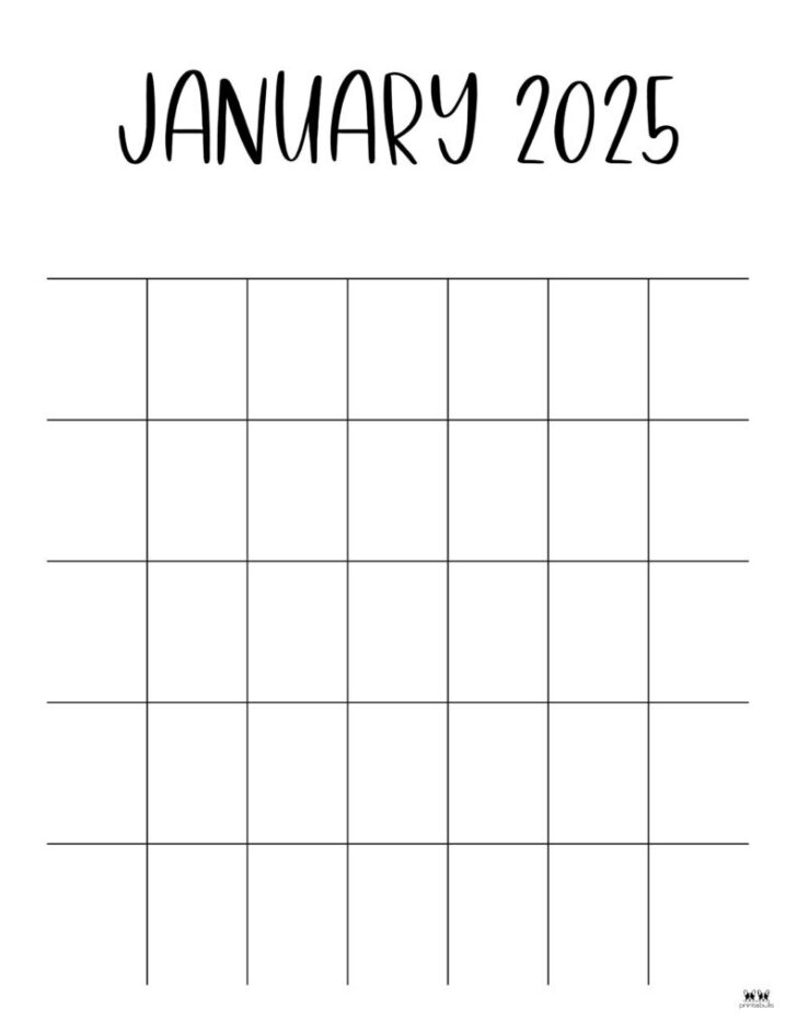 Blank 30 Day Calendar 2025 Printable