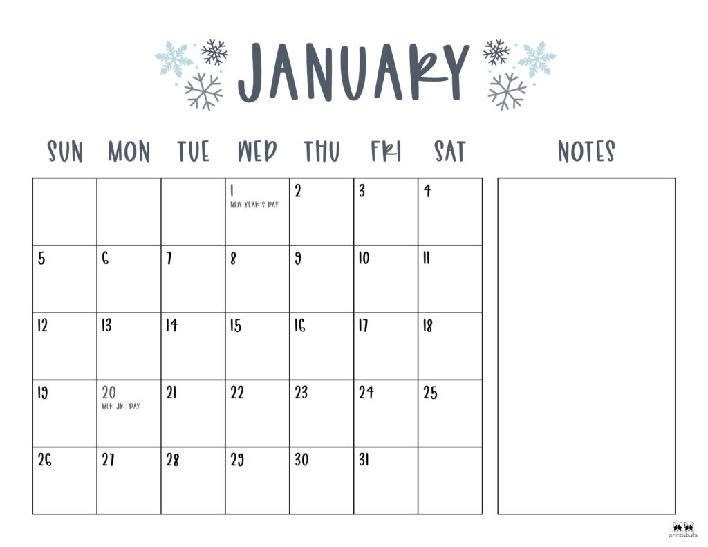 January 2025 Calendars - 107 Free Printables | Printabulls within Printable Free Calendar 2025