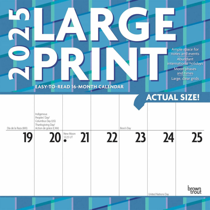 2025 Calendar Printable Large Print