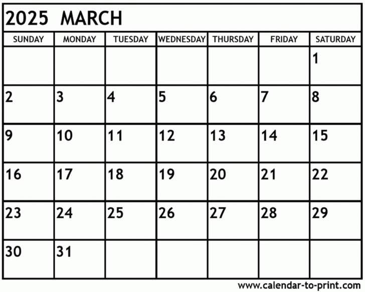 2025 March Calendar Printable