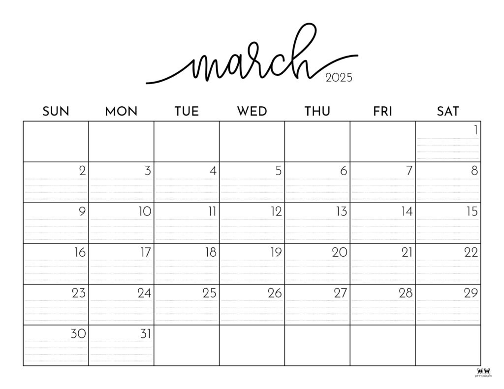 March 2025 Calendars - 107 Free Printables | Printabulls regarding January February March 2025 Calendar Printable