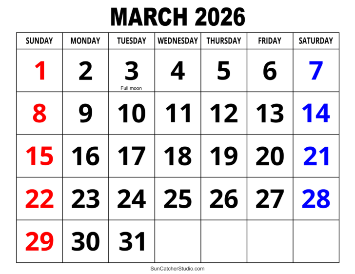 March 2026 Calendar Printable