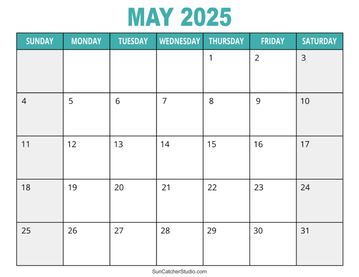 Monthly Calendar 2025 Printable