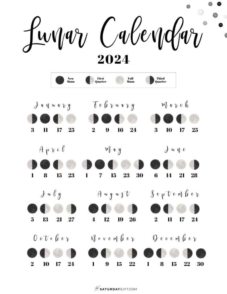 Moon Phase Calendar - Cute &amp;amp; Free Printable 2024 Lunar Calendar throughout Free Printable Lunar Calendar 2025