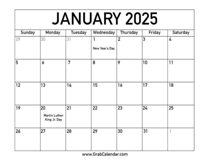 Free 2025 Monthly Calendar Printable with Holidays