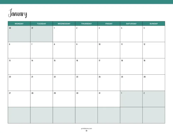 Blank 2025 Calendar Printable Free