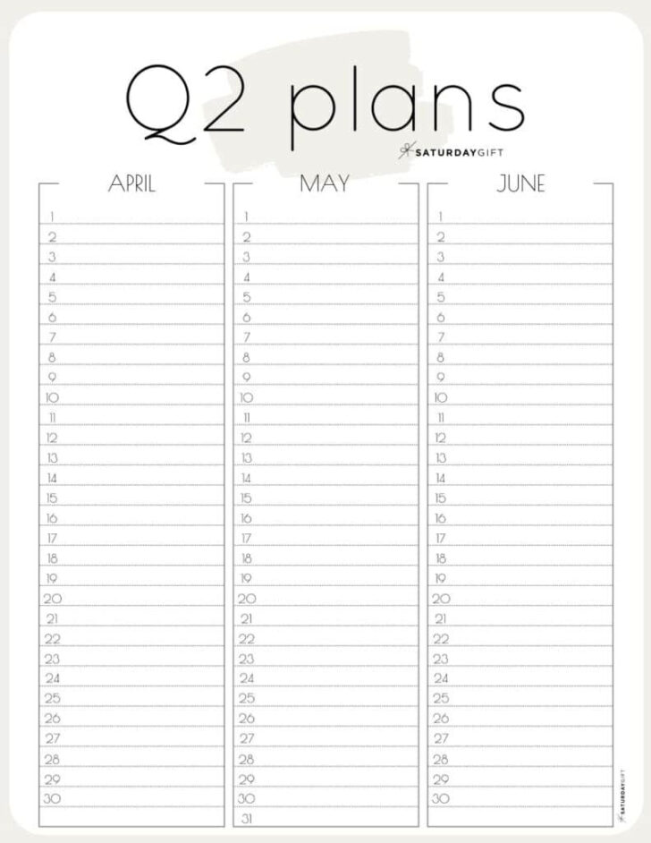 12 Week Printable Calendar