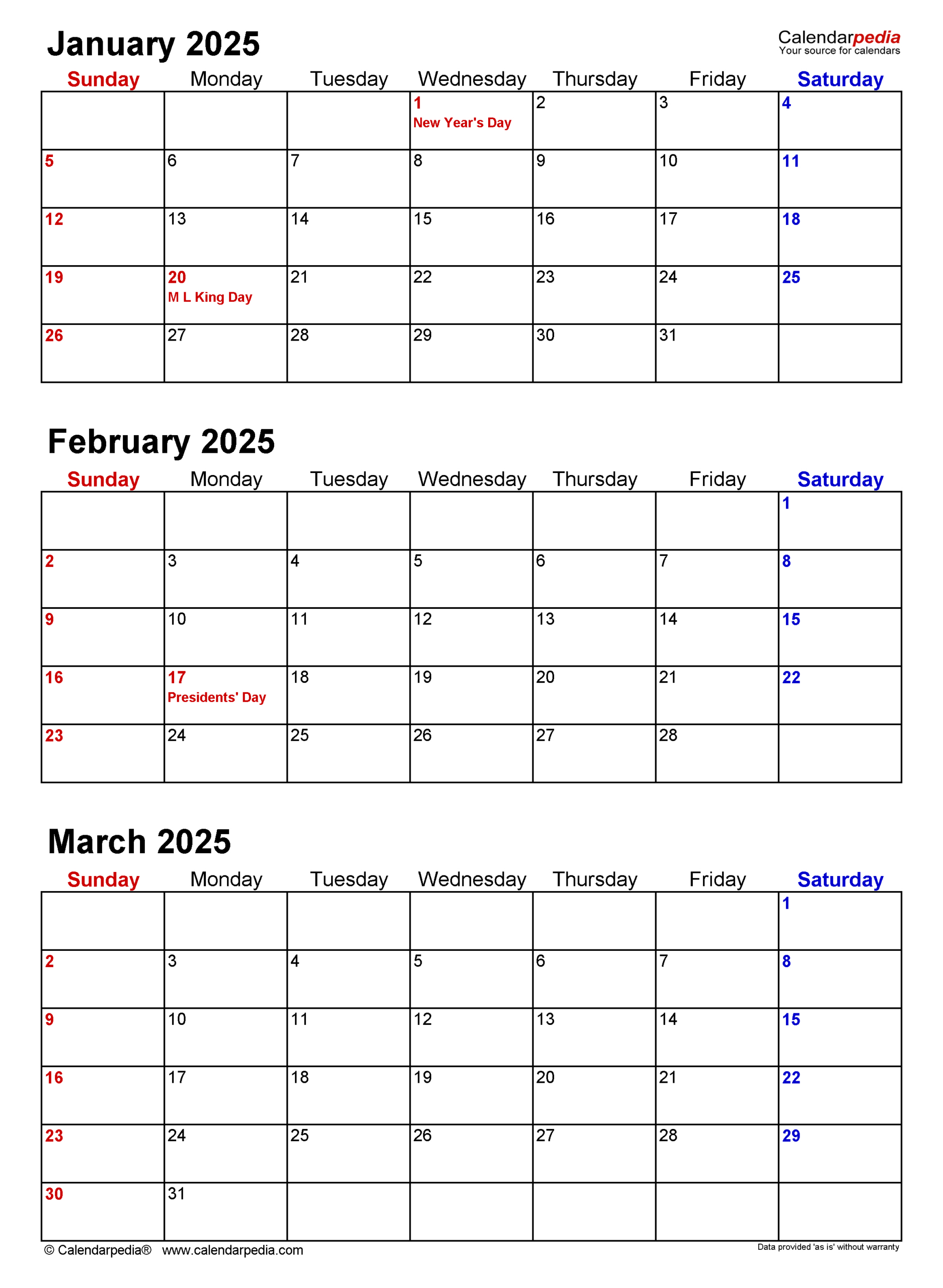 Quarterly Calendars 2025 - Free Printable Word Templates within Q1 2025 Calendar Printable