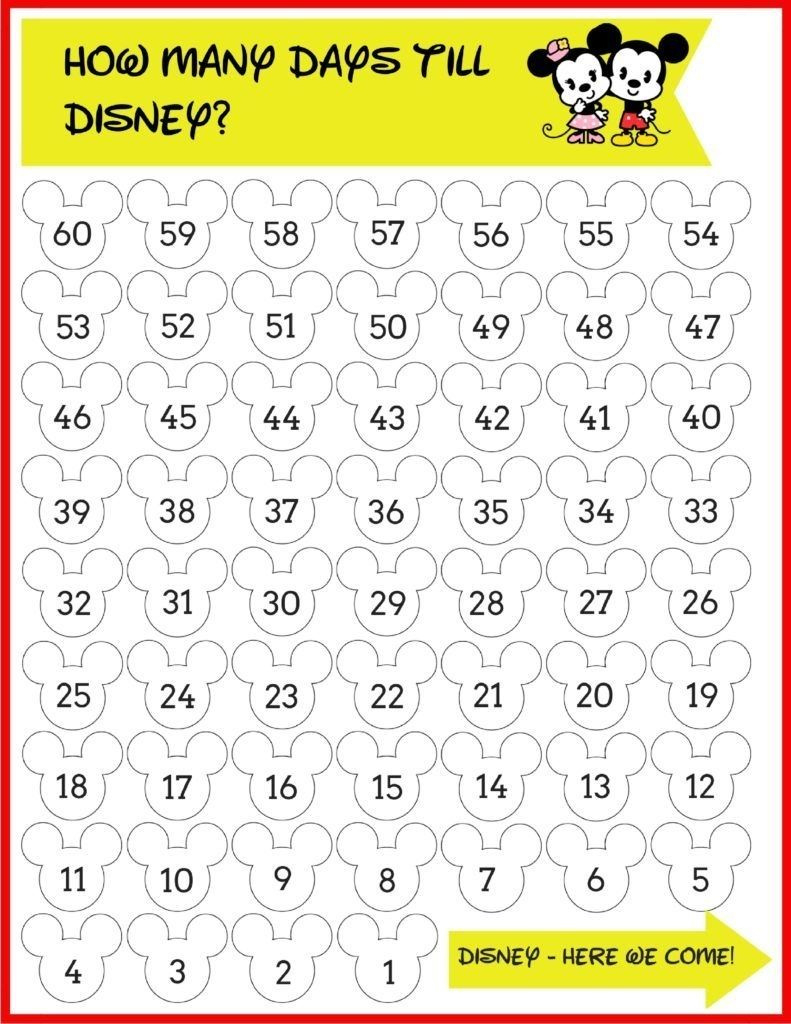 Remarkable Printable Disney Countdown To 60 Calendar – Printable for 60 Day Calendar Printable