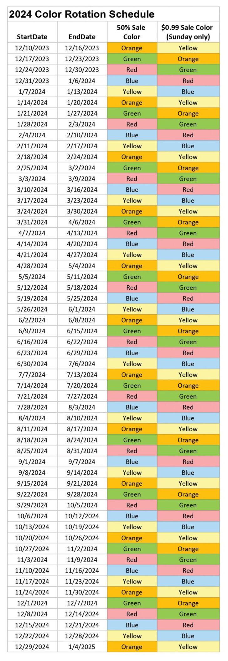 Goodwill Sales Calendar 2025 Printable