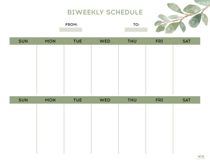 Blank Two Week Calendar 2025 Printable