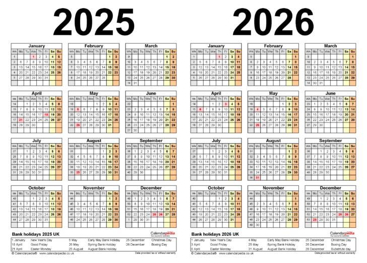 2025 and 2026 Free Printable Calendar