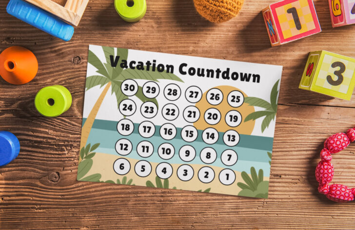 Beach Vacation Countdown Calendar 2025 Printable