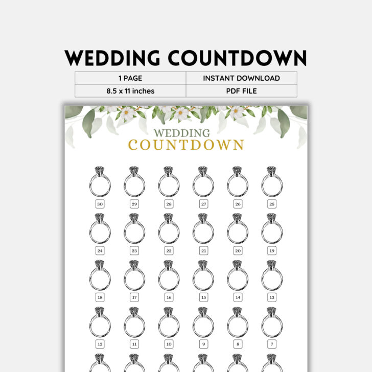 Printable Wedding Countdown Calendar 2025