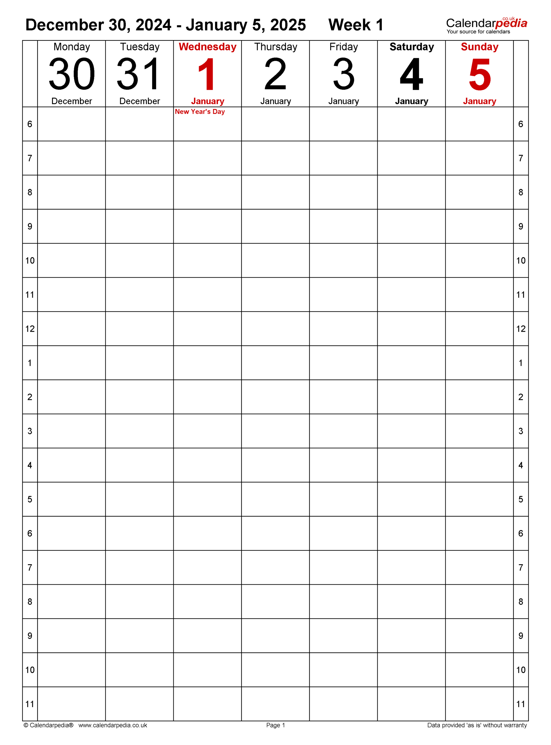 Weekly Calendar 2025 Uk - Free Printable Templates For Pdf inside Blank 5 Week Calendar 2025 Printable