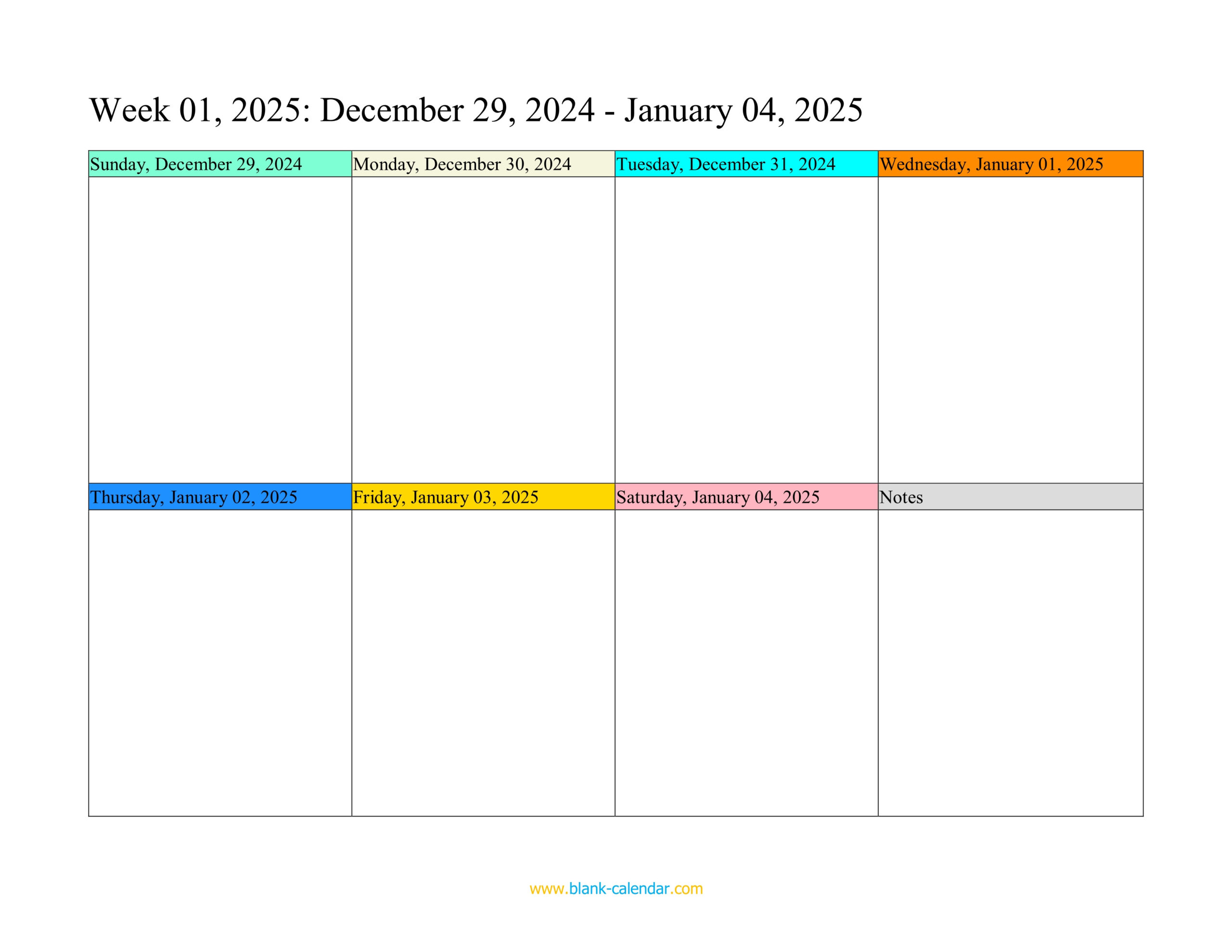 Weekly Calendar 2025 (Word, Excel, Pdf) for Weekly Calendar 2025 Printable Free Download