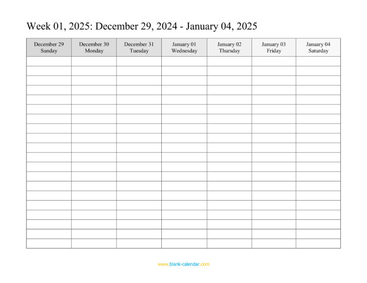 Printable Weekly Schedule Calendar 2025