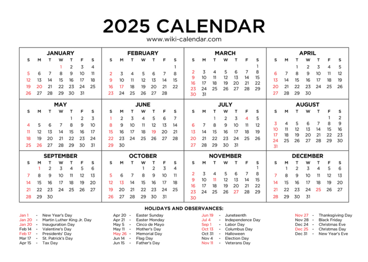 2025 to 2025 Calendar Printable